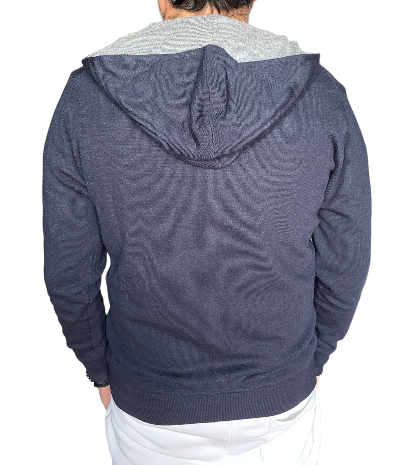 Cashmere Company Felpa Uomo Blu Sc-20% con Cappuccio | Lusso Puro: Lana, Cashmere, Doppia Zip