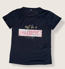 Carica l&#39;immagine nel visualizzatore di Gallery, LIU JO Tshirt  donna nero Sc-50% manica corta girocollo “ Paradise&quot;| Emme Fashion Store
