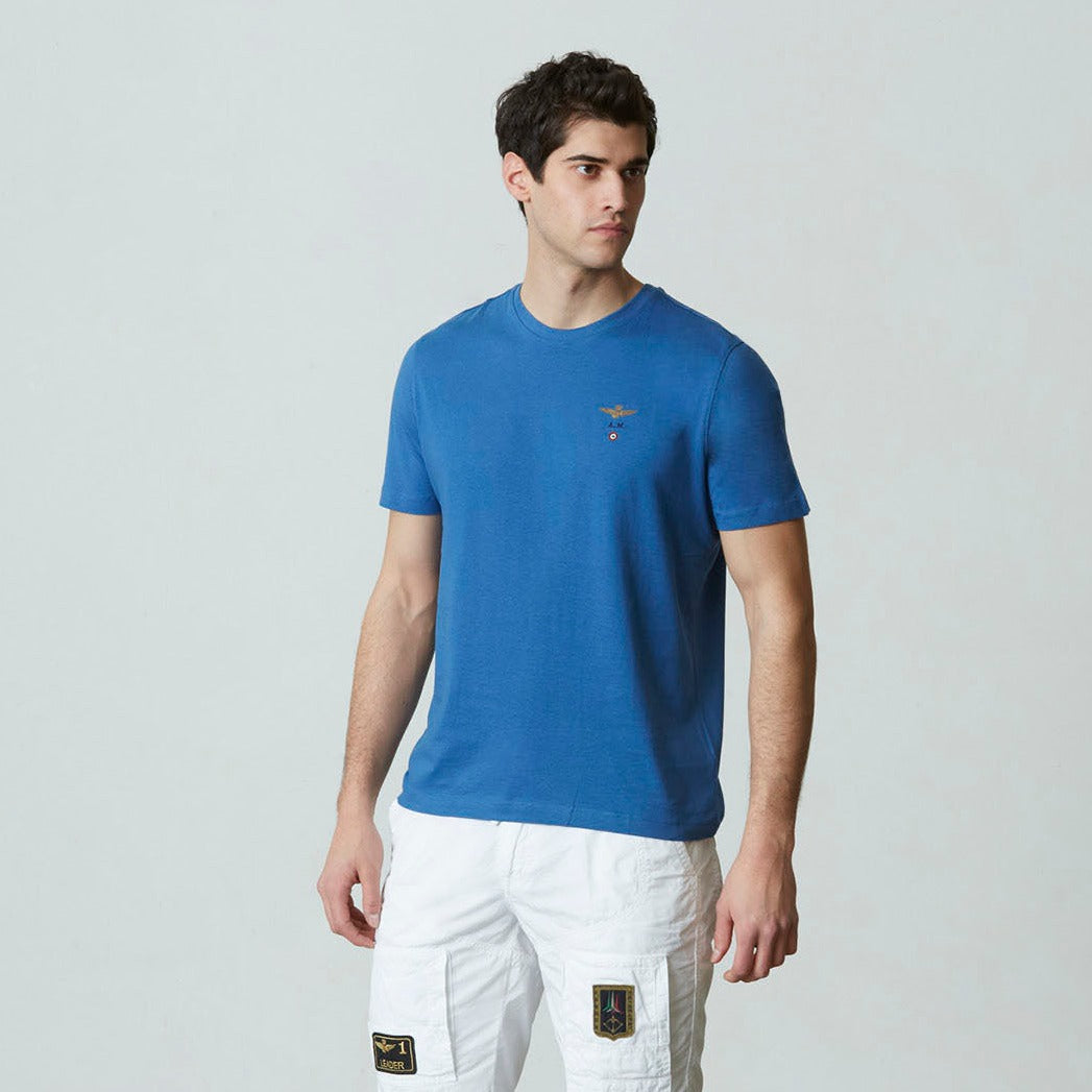 t-shirt uomo bluette aeronautica militare girocollo manica corta , estiva, cotone 